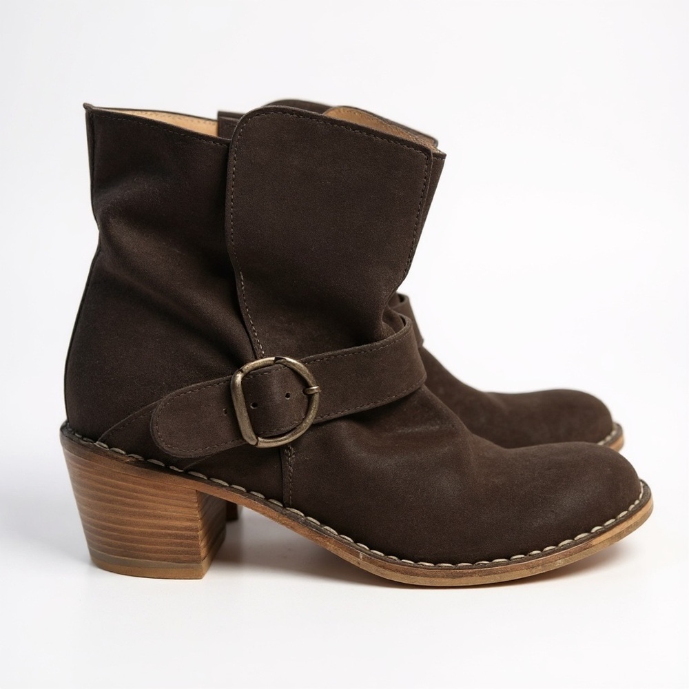 Fiorentini + Baker Brown Suede Biker Heeled Boots 8